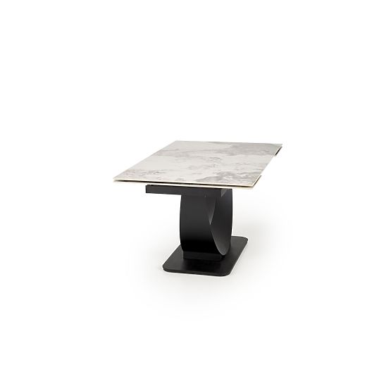 Table extensible FERNANDO, plateau - marbre blanc, pieds - noirs (3p=1ks)