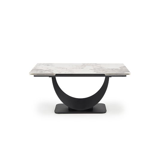 Table extensible FERNANDO, plateau - marbre blanc, pieds - noirs (3p=1ks)