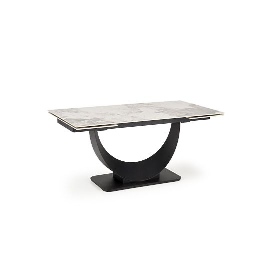 Table extensible FERNANDO, plateau - marbre blanc, pieds - noirs (3p=1ks)