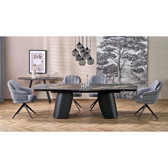 Table extensible FORUM, marbre noir / noir (3p=1ks)