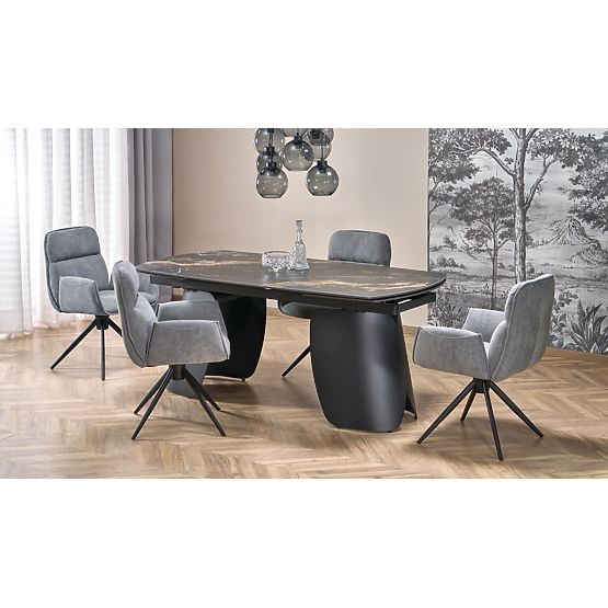 Table extensible FORUM, marbre noir / noir (3p=1ks)