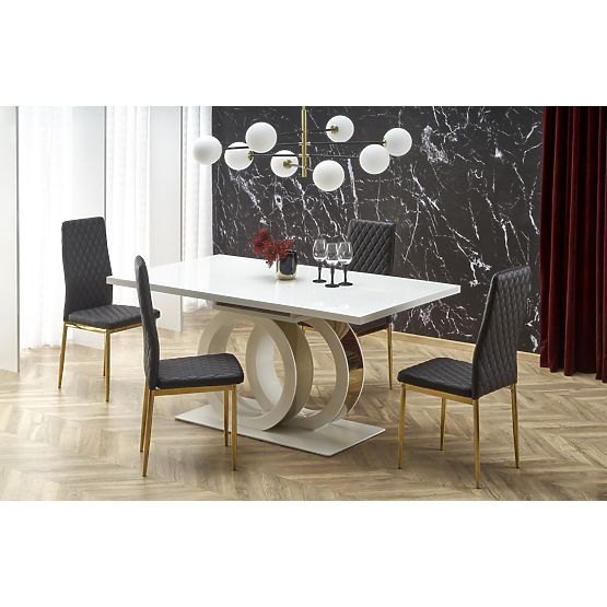 Table extensible GALARDO, blanc / doré (3p=1ks)