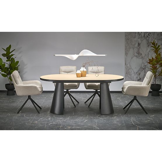 Table extensible GIACOMO, plateau - naturel, pied - noir (2p=1ks)