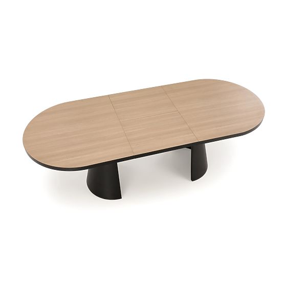 Table extensible GIACOMO, plateau - naturel, pied - noir (2p=1ks)