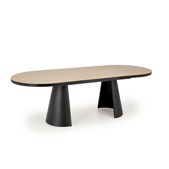 Table extensible GIACOMO, plateau - naturel, pied - noir (2p=1ks)