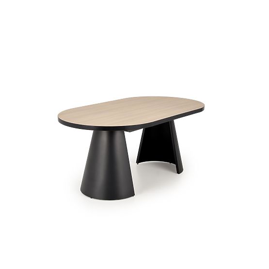 Table extensible GIACOMO, plateau - naturel, pied - noir (2p=1ks)
