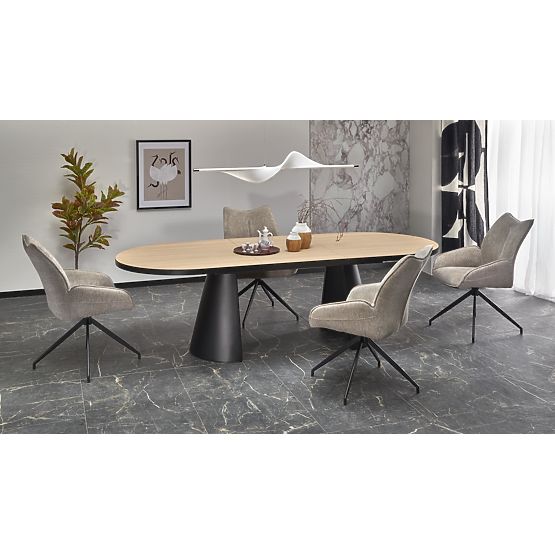 Table extensible GIACOMO, plateau - naturel, pied - noir (2p=1ks)