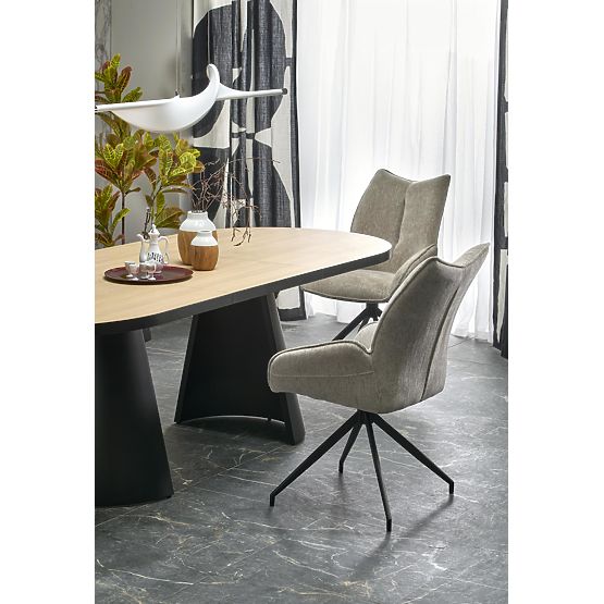 Table extensible GIACOMO, plateau - naturel, pied - noir (2p=1ks)