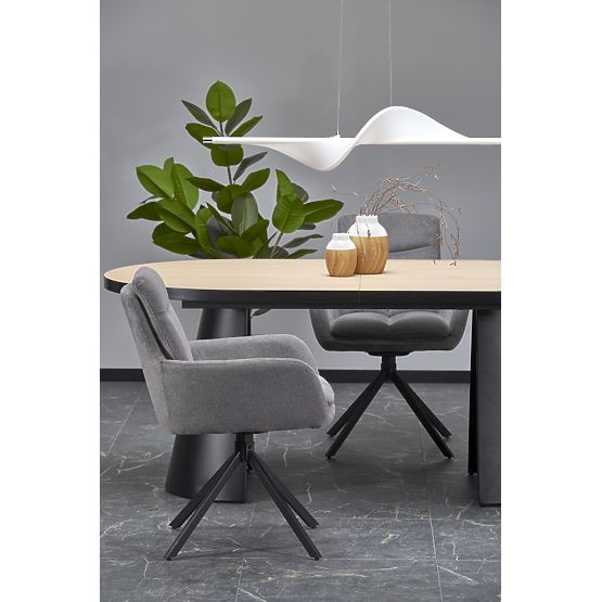 Table extensible GIACOMO, plateau - naturel, pied - noir (2p=1ks)