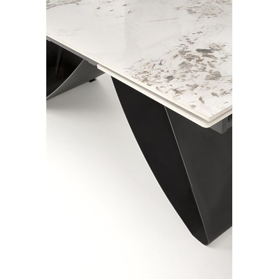 Table extensible HILARIO, plateau - marbre blanc, pieds - noirs (3p=1ks)
