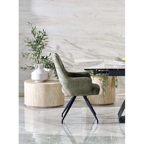 Table extensible HILARIO, plateau - marbre blanc, pieds - noirs (3p=1ks)