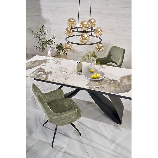 Table extensible HILARIO, plateau - marbre blanc, pieds - noirs (3p=1ks)
