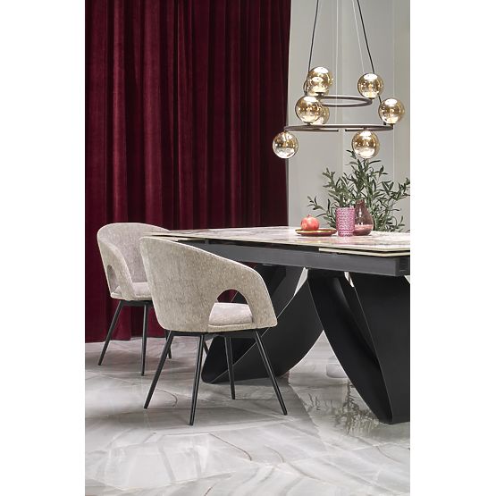 Table extensible HILARIO, plateau - marbre blanc, pieds - noirs (3p=1ks)