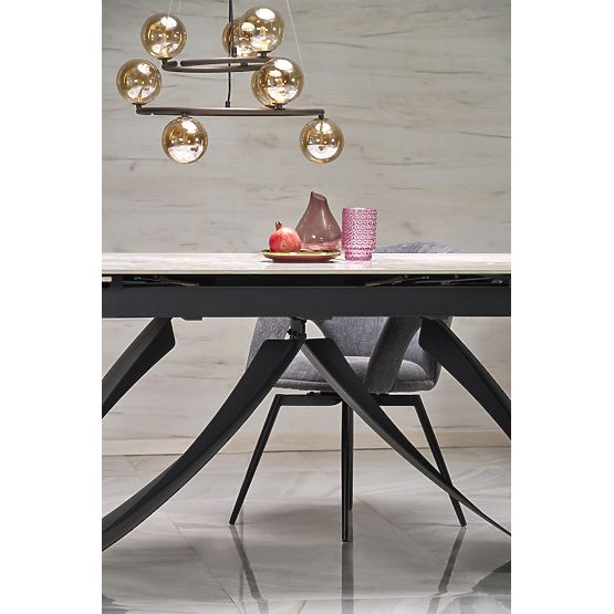 Table extensible HILARIO, plateau - marbre blanc, pieds - noirs (3p=1ks)