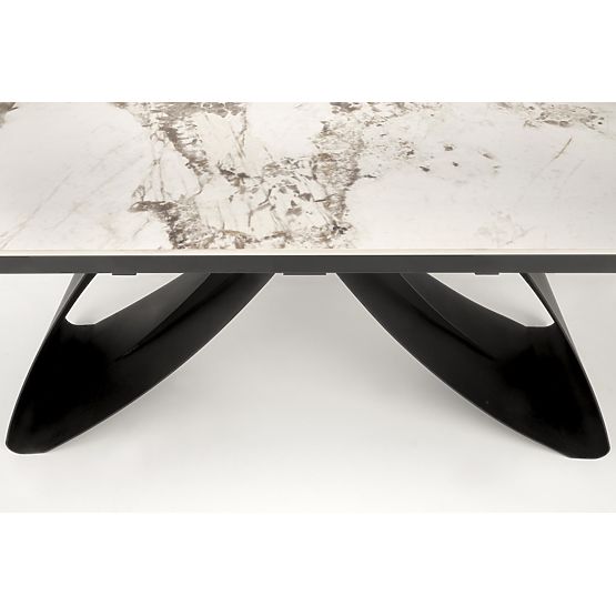 Table extensible HILARIO, plateau - marbre blanc, pieds - noirs (3p=1ks)