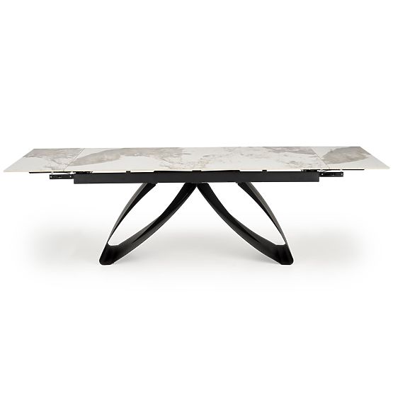 Table extensible HILARIO, plateau - marbre blanc, pieds - noirs (3p=1ks)
