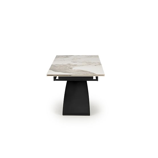 Table extensible HILARIO, plateau - marbre blanc, pieds - noirs (3p=1ks)