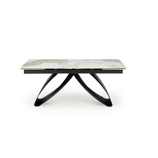 Table extensible HILARIO, plateau - marbre blanc, pieds - noirs (3p=1ks)
