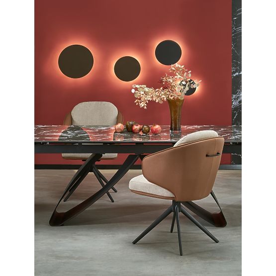 Table extensible HILARIO, plateau - marbre noir, pieds - noirs (3p=1ks)