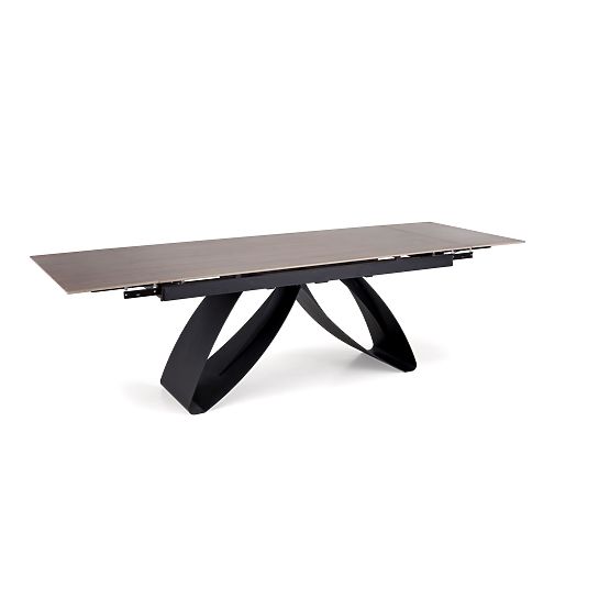 Table extensible HILARIO, plateau - noyer, pieds - noirs (3p=1ks)