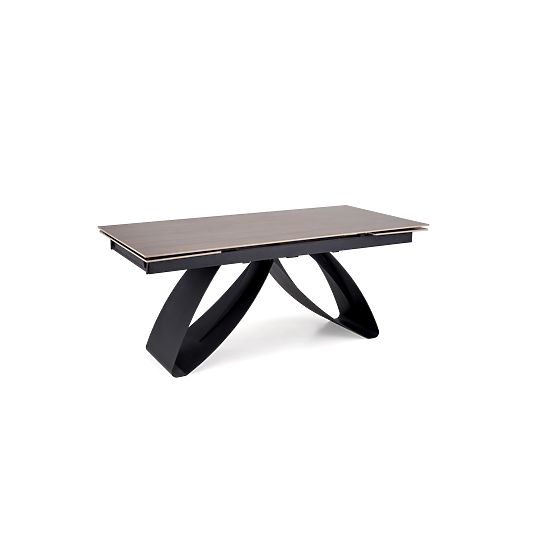 Table extensible HILARIO, plateau - noyer, pieds - noirs (3p=1ks)