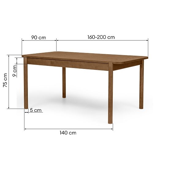 Table extensible Iselio 160-200 cm, rectangulaire, marron