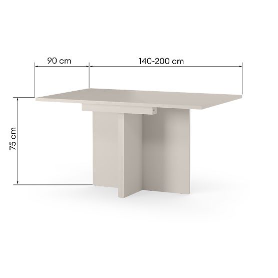 Table extensible Jose 140-200 cm, rectangulaire, cachemire