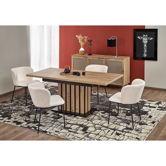 Table extensible LAMELLO 160-210/90 cm chêne artisan/noir