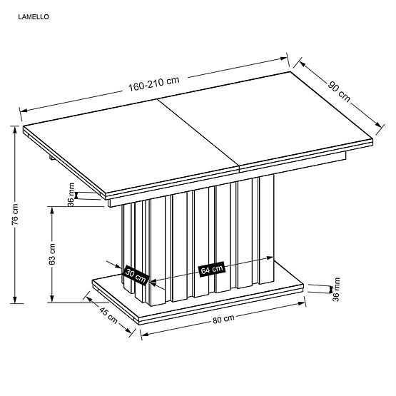 Table extensible LAMELLO 160-210/90 cm chêne artisan/noir