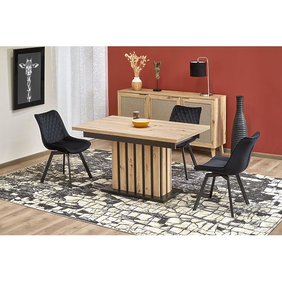 Table extensible LAMELLO 160-210/90 cm chêne artisan/noir