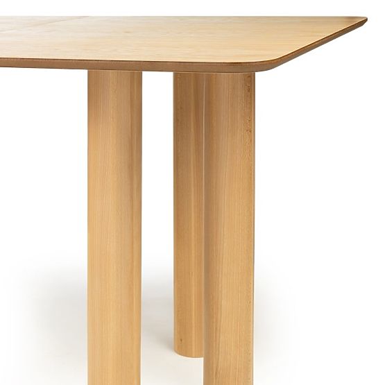Table extensible Loa 140-200 cm, placage de chêne, naturel, bois de hêtre, arrondi
