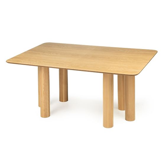 Table extensible Loa 140-200 cm, placage de chêne, naturel, bois de hêtre, arrondi