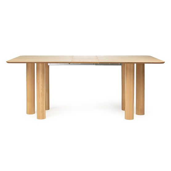 Table extensible Loa 140-200 cm, placage de chêne, naturel, bois de hêtre, arrondi