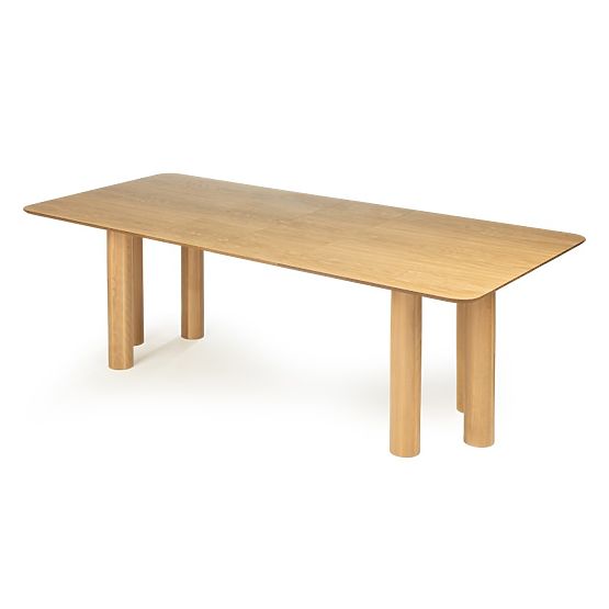 Table extensible Loa 140-200 cm, placage de chêne, naturel, bois de hêtre, arrondi