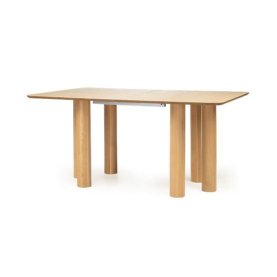 Table extensible Loa 140-200 cm, placage de chêne, naturel, bois de hêtre, arrondi