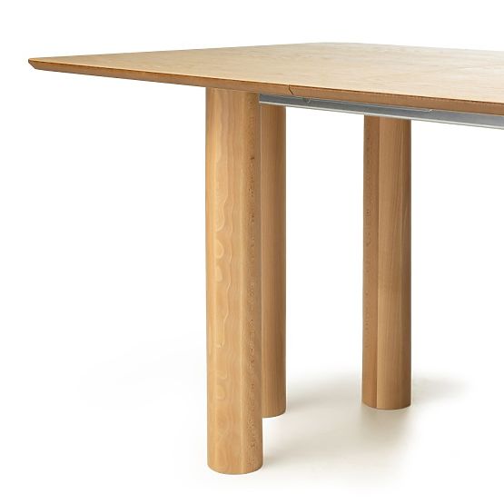 Table extensible Loa 140-200 cm, placage de chêne, naturel, bois de hêtre, arrondi