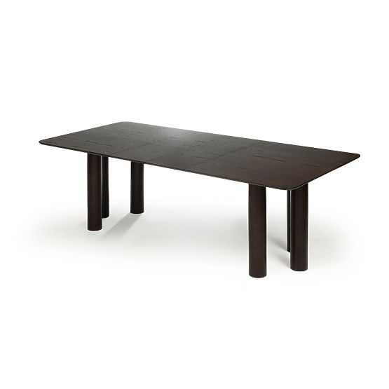 Table extensible Loa 140-200 cm, placage de chêne, noyer, bois de hêtre, arrondi
