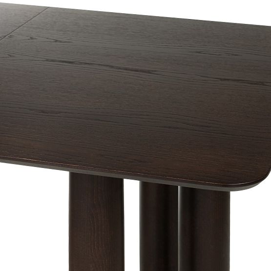 Table extensible Loa 140-200 cm, placage de chêne, noyer, bois de hêtre, arrondi