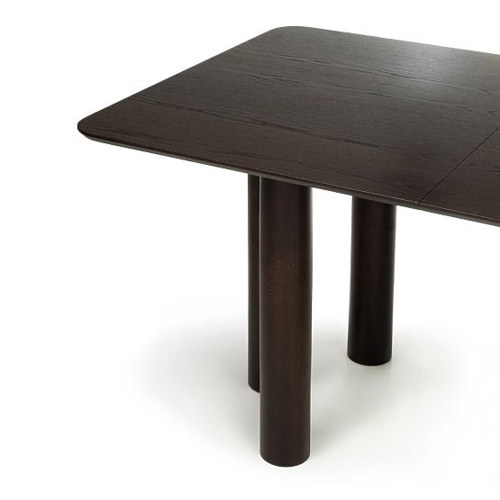 Table extensible Loa 140-200 cm, placage de chêne, noyer, bois de hêtre, arrondi