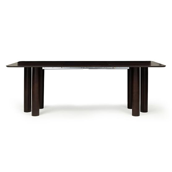 Table extensible Loa 140-200 cm, placage de chêne, noyer, bois de hêtre, arrondi