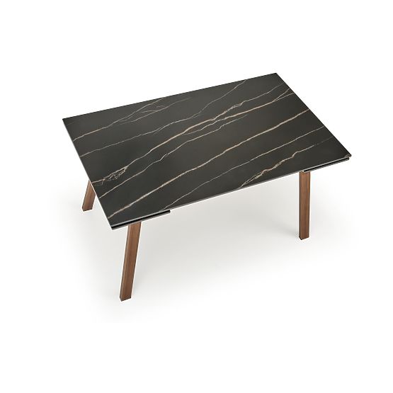 Table extensible LOZANO, marbre noir / noyer (2p=1ks)