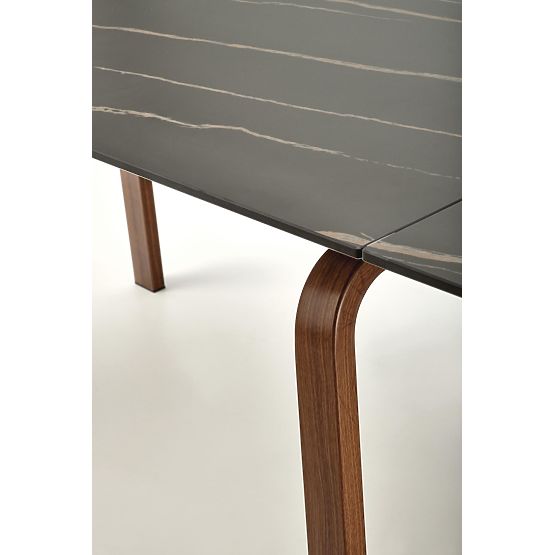 Table extensible LOZANO, marbre noir / noyer (2p=1ks)