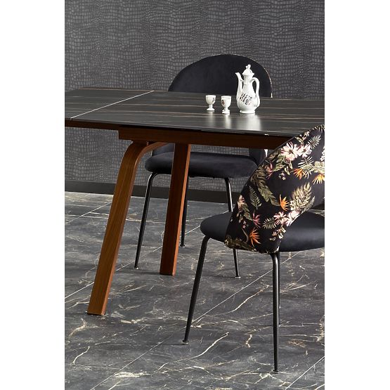 Table extensible LOZANO, marbre noir / noyer (2p=1ks)