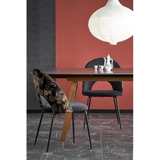 Table extensible LOZANO, marbre noir / noyer (2p=1ks)
