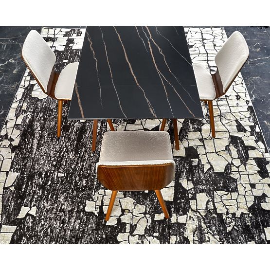 Table extensible LOZANO, marbre noir / noyer (2p=1ks)