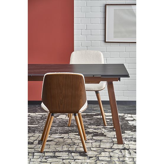 Table extensible LOZANO, marbre noir / noyer (2p=1ks)