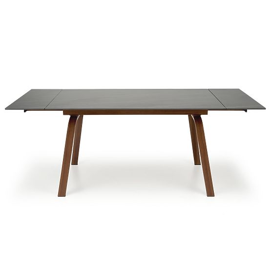 Table extensible LOZANO, marbre noir / noyer (2p=1ks)