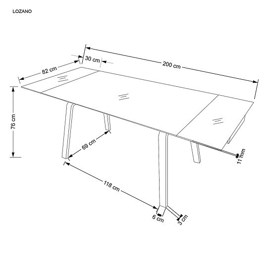 Table extensible LOZANO, marbre noir / noyer (2p=1ks)