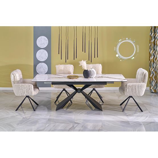 Table extensible LUCIANO, plateau : marbre blanc (2p=1ks)