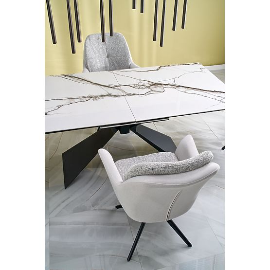 Table extensible LUCIANO, plateau : marbre blanc (2p=1ks)
